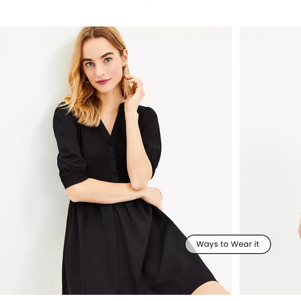 LOFT Women’s Medium Black Button-Down Dress